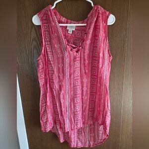 St. John's Bay Red Patterned Sleeveless Tank